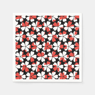 Servilleta De Papel Patrones de flores blancas rojas lindas