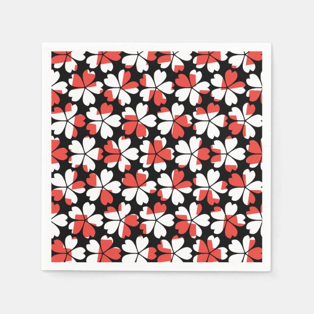 Servilleta De Papel Patrones de flores blancas rojas lindas (Anverso)