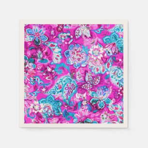 Servilleta De Papel Patrones de flores rosadas azules lindas