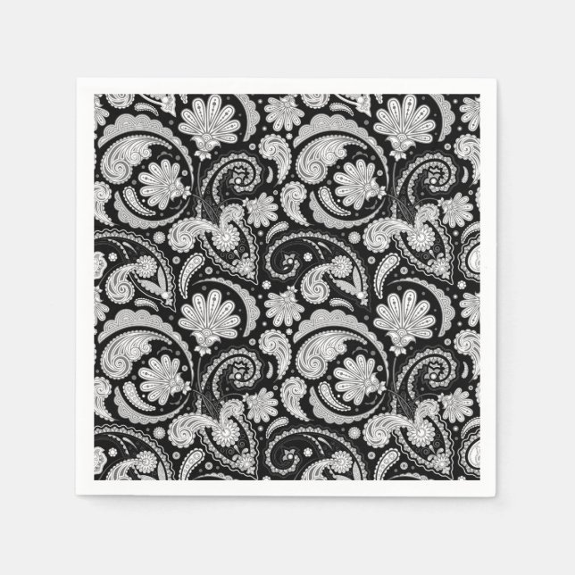 Servilleta De Papel Patrones de paisajes blancos negros de época (Anverso)