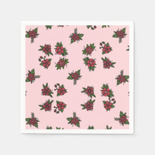 Servilleta De Papel Patrones de rosas, diseño adorable de rosa y rojo