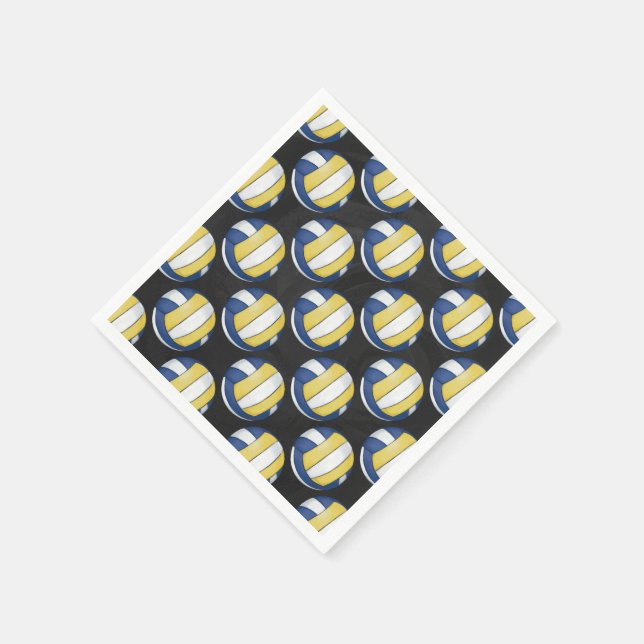 Servilleta De Papel Patrones de voleibol azul y amarillo (Borde)