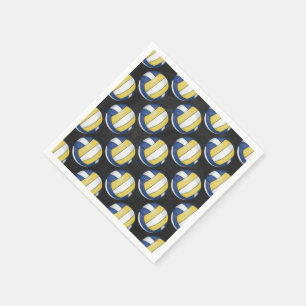 Servilleta De Papel Patrones de voleibol azules y amarillos
