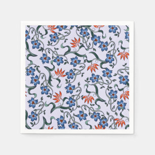 Servilleta De Papel Patrones florales azules vibrantes con enredaderas