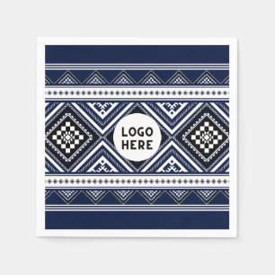 Servilleta De Papel Patrones geométricos étnicos abstractos de negro c