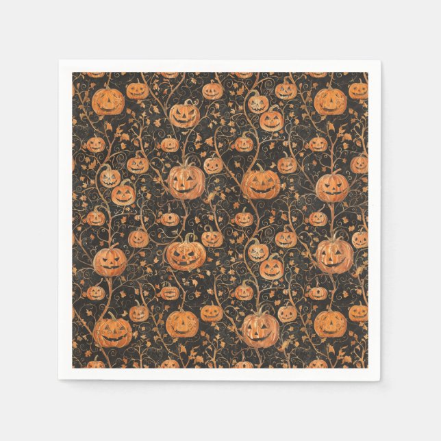 Servilleta De Papel Patrones Jack-o-Lanterns en el vino (Anverso)