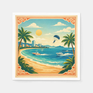 Servilleta De Papel Pattaya, Tailandia, en un limpio retro