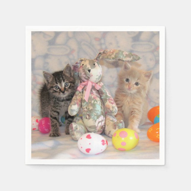 Servilleta De Papel Patton & Buffington's Easter Bunny - Cat / Kitten (Anverso)