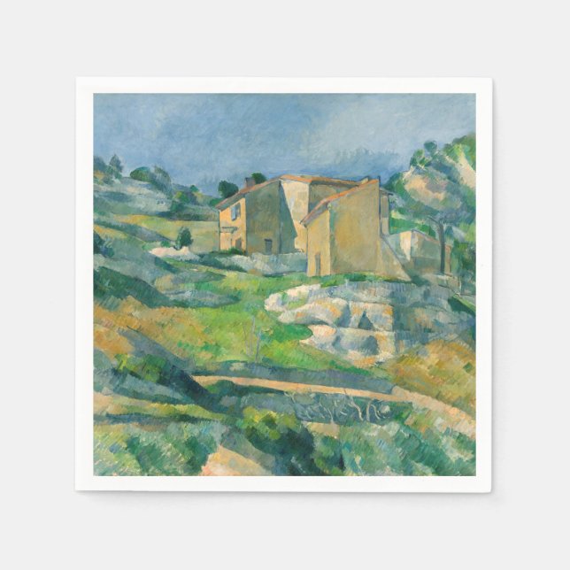 Servilleta De Papel Paul Cezanne - Casas en Provenza, Valle de Riaux (Anverso)