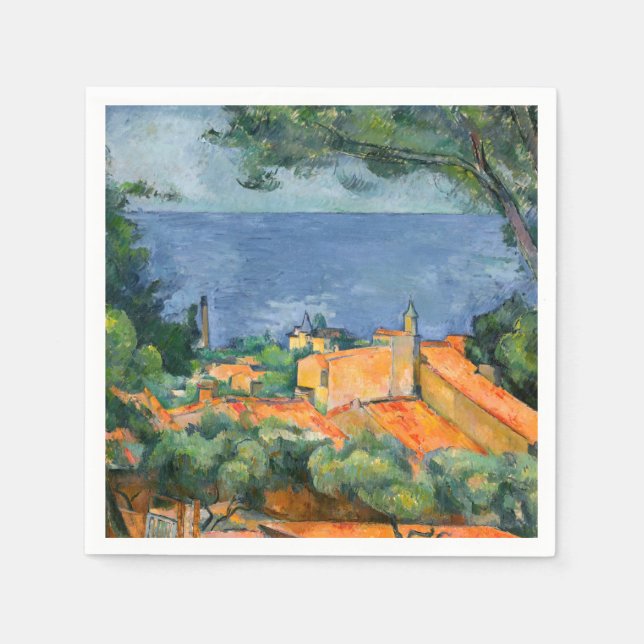 Servilleta De Papel Paul Cezanne - Estaque con techos rojos (Anverso)