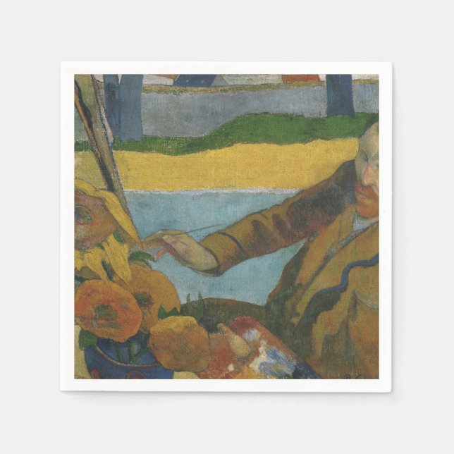 Servilleta De Papel Paul Gauguin Vincent van Gogh pintando girasoles (Anverso)