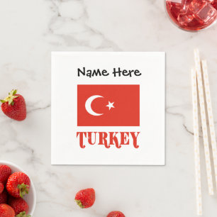 Servilleta De Papel Pavo Bandera Turca Nombre Personalizado