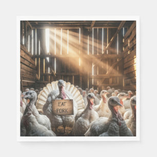 Servilleta De Papel Pavo de Acción de Gracias Con un Letrero Divertido