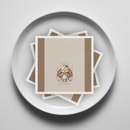 Servilleta De Papel Pavo Feliz Marrón Personalizado