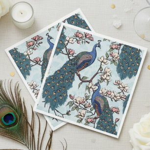 Servilleta De Papel Pavo real azul y azul magnolia