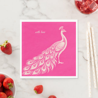 Servilleta De Papel Pavo Real Botánico de Boda | Rosa