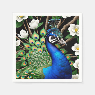 Servilleta De Papel Pavo Real Con Flores
