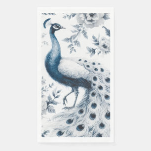 Servilleta De Papel Pavo real con flores azul