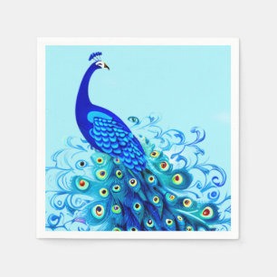 Servilleta De Papel Pavo real en turquesa y azul cobalto