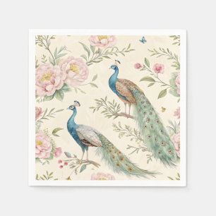 Servilleta De Papel Pavo Real Floral Vintage Elegante (9)