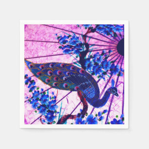 Servilleta De Papel Pavo real parasol oriental flores de cerezo japone