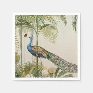 Servilleta De Papel Pavo real tropical con mariposas