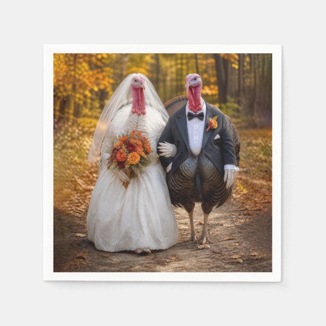 Servilleta De Papel Pavos de novios (Anverso)