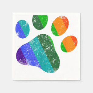 Servilleta De Papel Paw de perro arco iris imprime cosecha de retro de