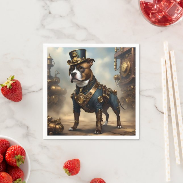 Servilleta De Papel Paws mecánicos: Steampunk Staffordshire Terrier (In situ)