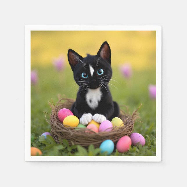 Servilleta De Papel Paws, Pastels & Purrs: El nido de Pascua de Felini (Anverso)