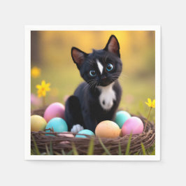 Servilleta De Papel Paws y Whiskers Pastel: Cesta de Pascua de Felini