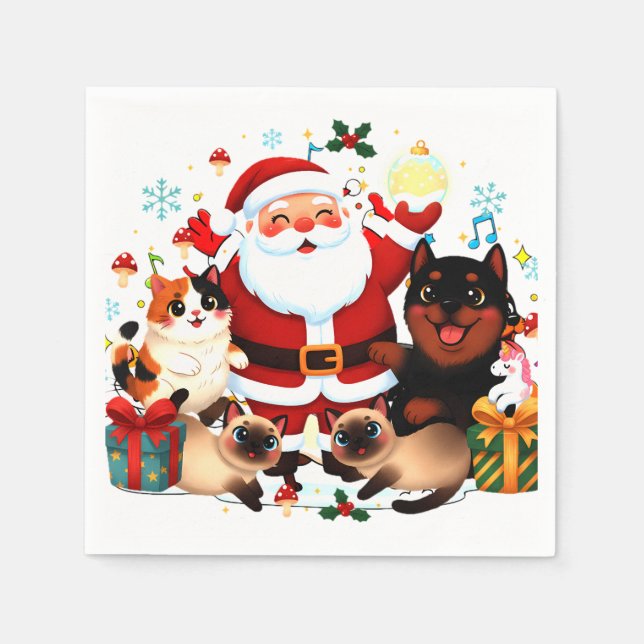 Servilleta De Papel Pawsitivamente Alegre: La Alegre Menagerie de Sant (Anverso)