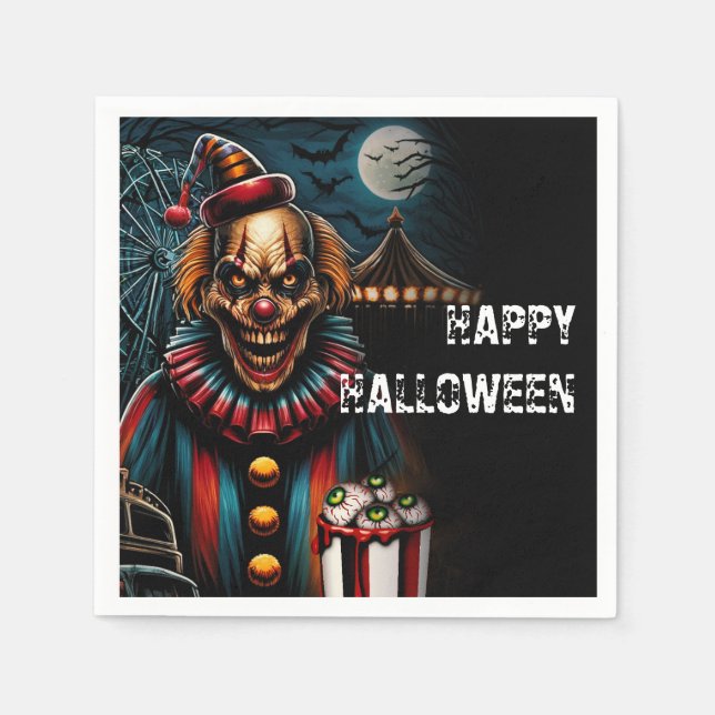 Servilleta De Papel Payaso de Carnaval Espeluznante Fiesta de Hallowee (Anverso)