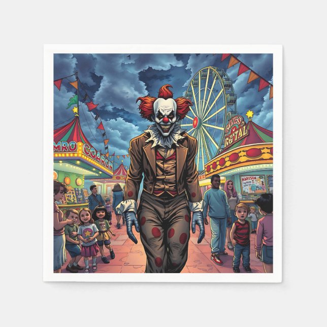 Servilleta De Papel Payaso espeluznante al estilo cómico del carnaval (Anverso)