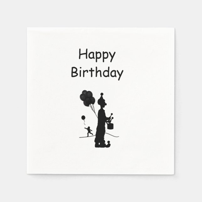 Servilleta De Papel Payaso Feliz Cumpleaños (Anverso)
