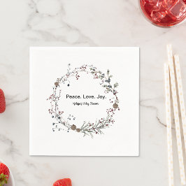 Servilleta De Papel Paz alegría winterberry rústico boho flores silves