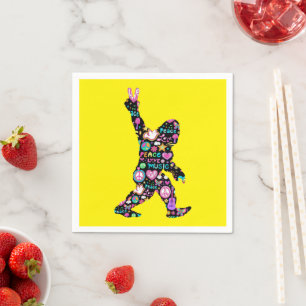 Servilleta De Papel Paz Amor Bigfoot Hippie Divertido Amante de Bigfoo