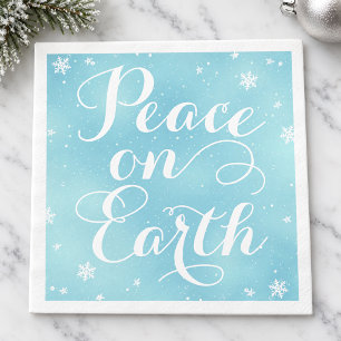 Servilleta De Papel Paz en la Tierra Caligrafía Copo de Nieve Azul Hie