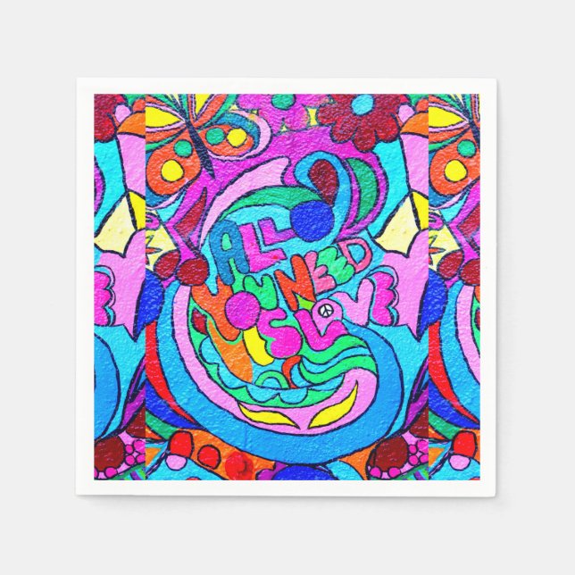 Servilleta De Papel paz y amor coloridos (Anverso)