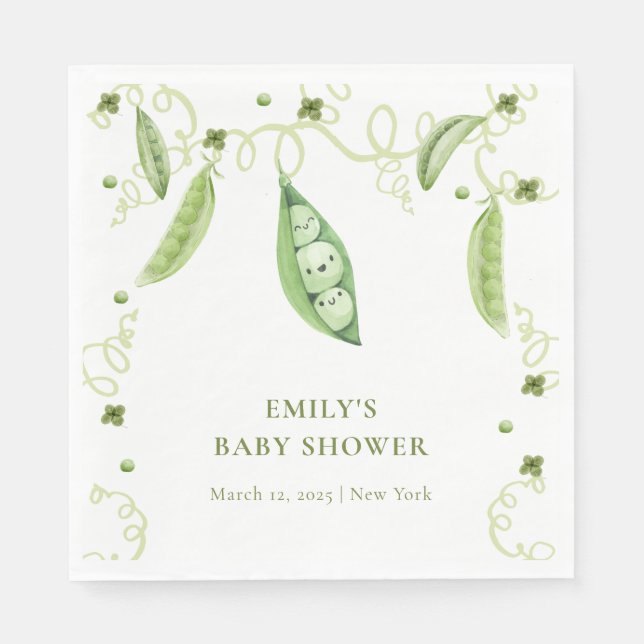 Servilleta De Papel Pea Dulce Jardín Moderna En Pod Baby Shower (Anverso)