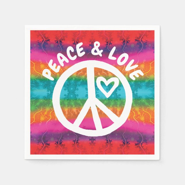 Servilleta De Papel Peace and Love Tie Dye Stripes (Anverso)