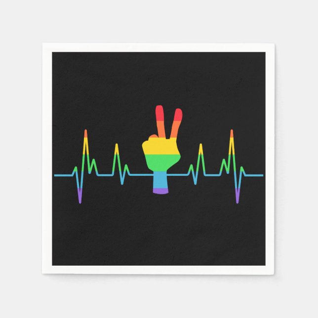 Servilleta De Papel Peace Gay Heartbeat LGBT (Anverso)