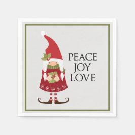 Servilleta De Papel Peace Joy Love Chica Gnome Holiday