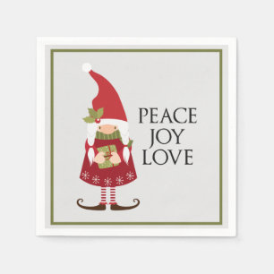 Servilleta De Papel Peace Joy Love Chica Gnome Holiday