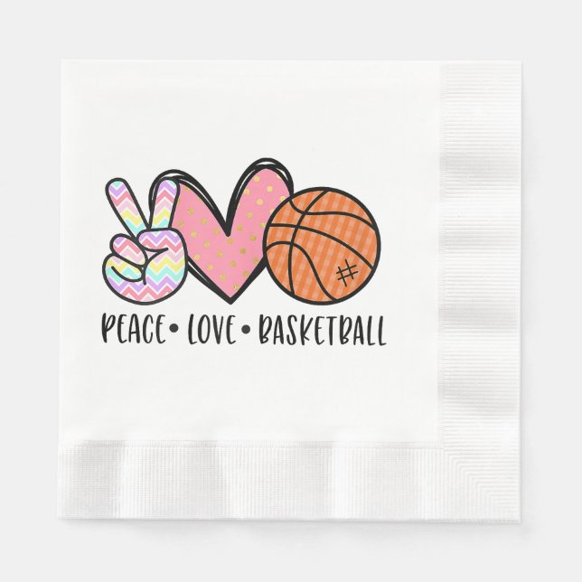 Servilleta De Papel Peace Love Basketball Heart for Women Adolescentes (Anverso)