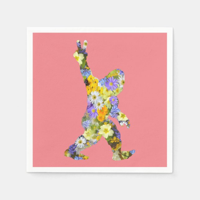 Servilleta De Papel Peace Love Floral Bigfoot (Anverso)