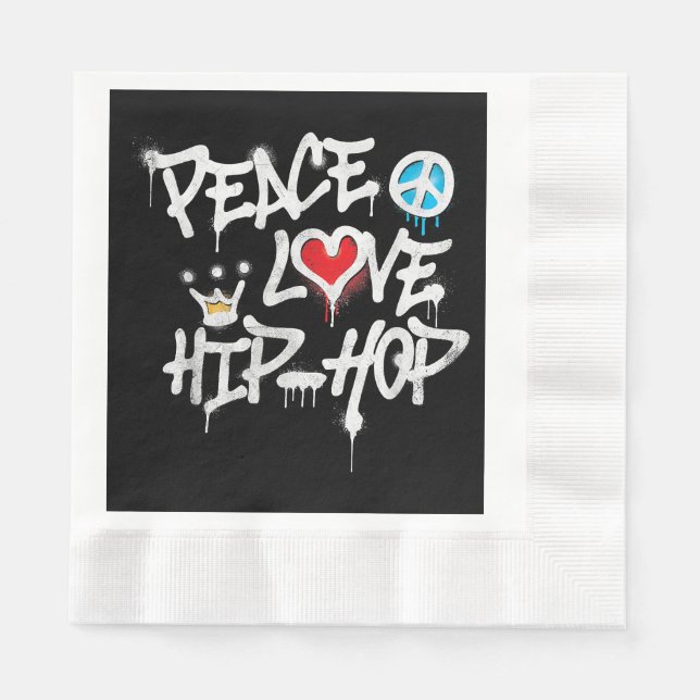 Servilleta De Papel Peace Love Hip Hop Dance (Anverso)