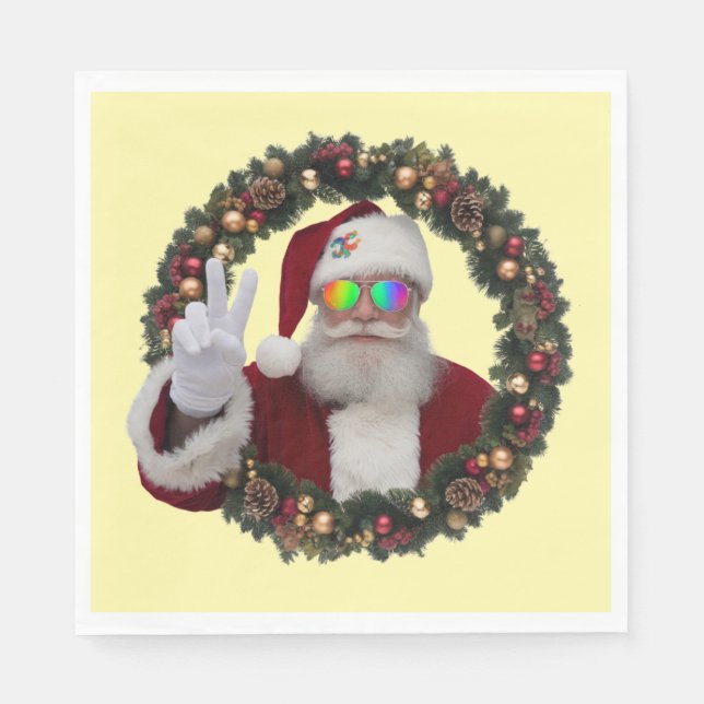 Servilleta De Papel Peace Santa Holiday Napkin (Anverso)