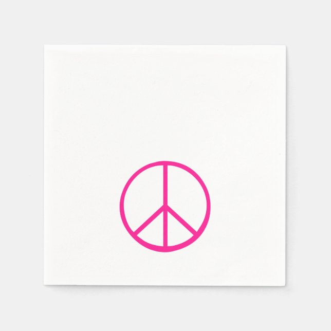 Servilleta De Papel Peace Sign Pink Modern Retro Groovy (Anverso)