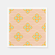 Peach background hexagonal floral pattern 